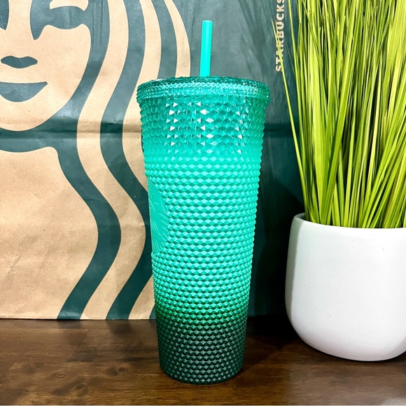 🌿 Starbucks ‘WAXBERRY’ Mint Green Gradient Ombré Studded Tumbler Venti 24oz - Picture 4 of 5